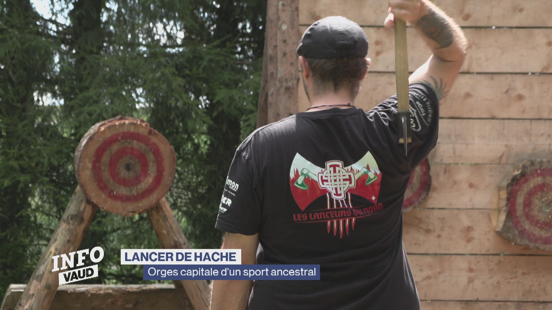 Reportage Info Vaud de La Télé sur le lancer de hache